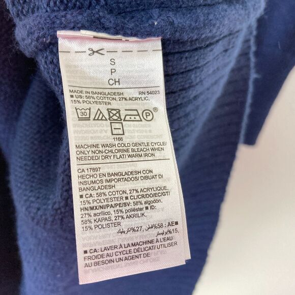 Old Navy Fair Isle Sweater Dress Size S Navy Blue Cotton Blend Mock Neck - Picture 7 of 8